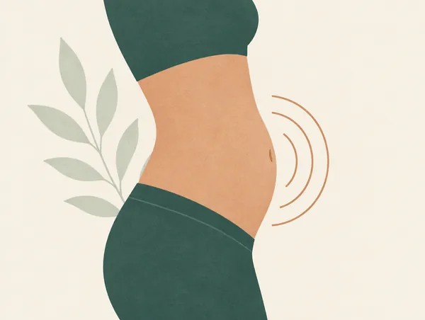 Illustration: A side view of an abdomen with gentle circular lines