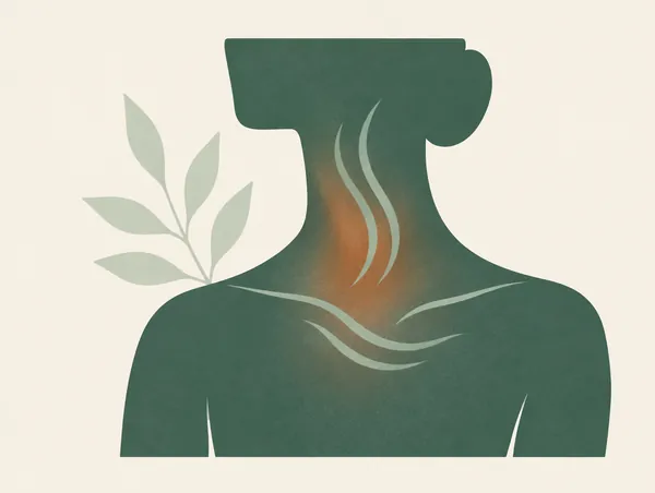 Illustration: A throat and upper chest outline with soft air lines