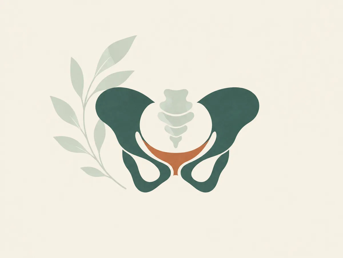 Illustration: An abstract pelvic bowl outline with calm curved lines