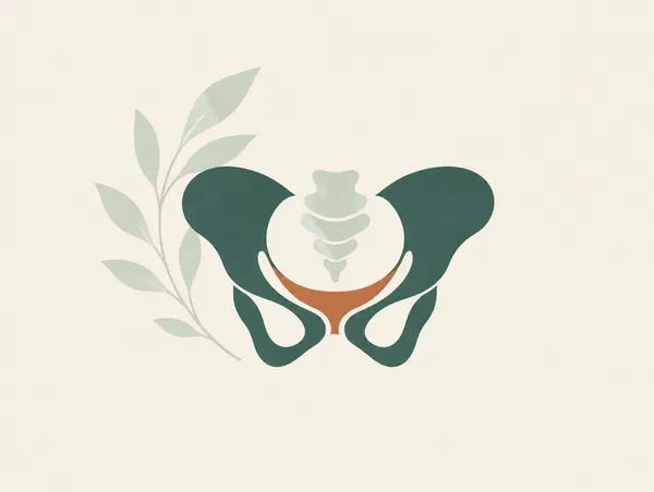 Illustration: An abstract pelvic bowl outline with calm curved lines