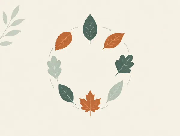 Illustration: A ring of leaves arranged like a calendar cycle